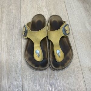 Birkenstock Yellow Big Buckle Thong Leather Sandals Size 36 / US 5
